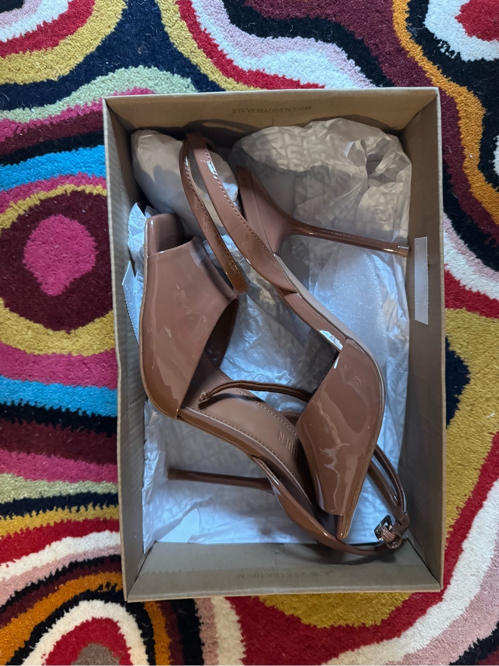 Patent Leather Tan High Heel Sandals